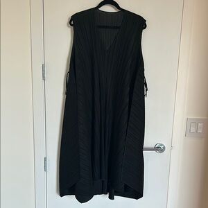 Pleat Please. Black A-line Asymmetrical Sleeveless Dress casual or a red carpet.